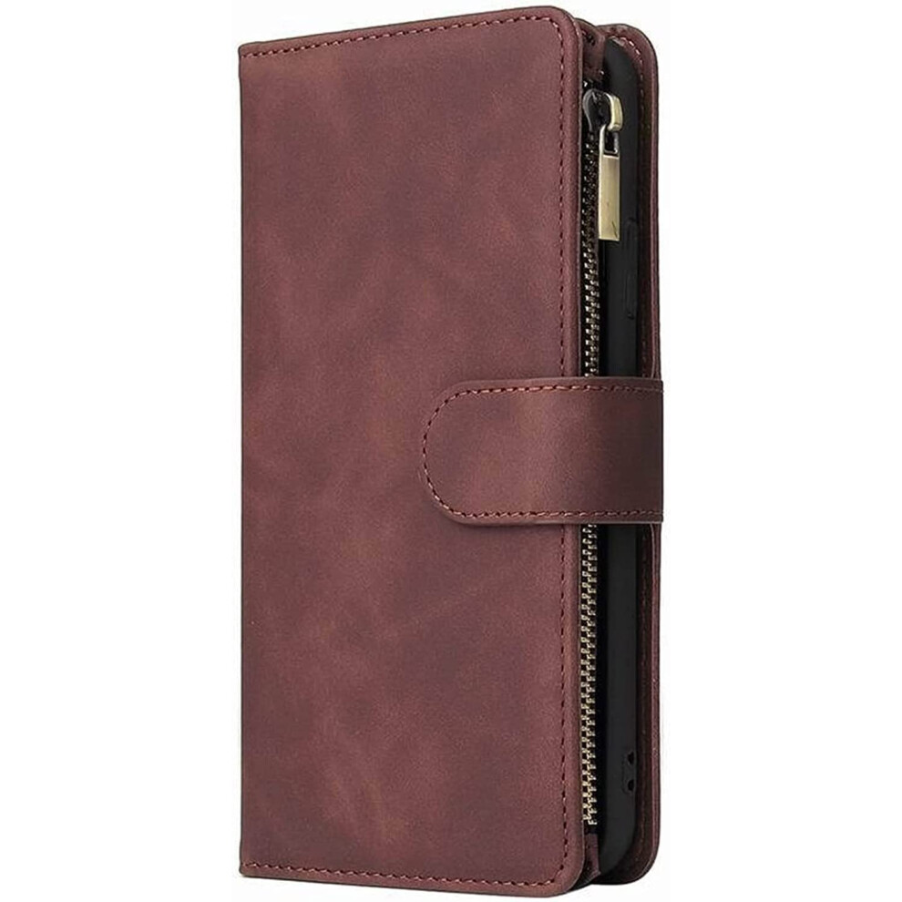 Wallet Case With Zipper Pocket And Card Slots, Flip Cover, Dropresistant Coffee For Iphone 14 Brown 9169991067124