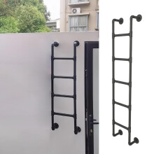 Egress Ladder 110cm Black Wrought Iron, Heavy Duty 150kg Load for Attic, Bunk Bed and Window Well