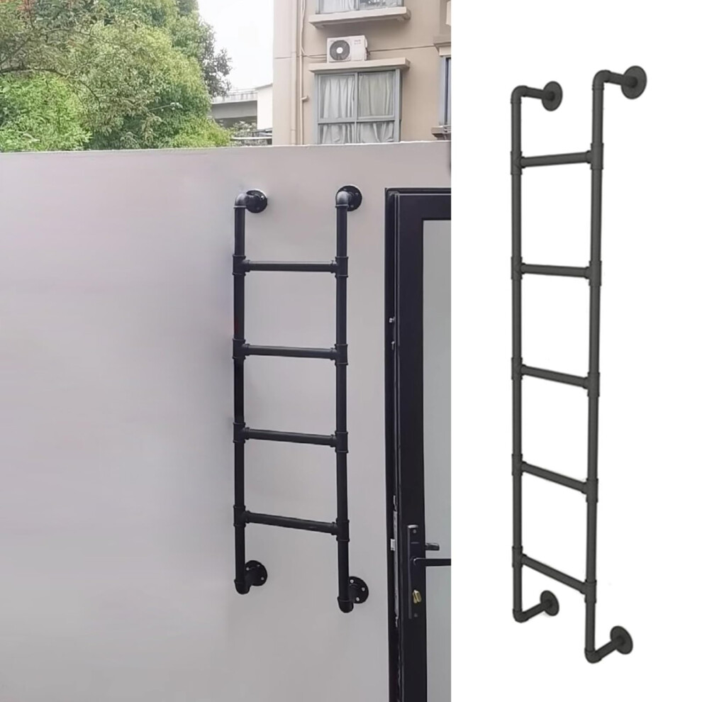 Egress Ladder 110Cm Black Wrought Iron, Heavy Duty 150Kg Load For Attic, Bunk Bed And Window Well 9053599442806