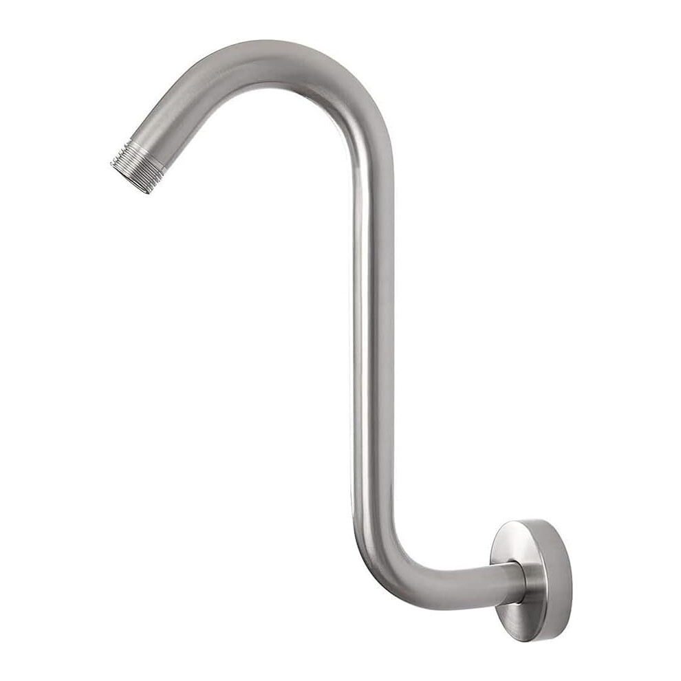 Shower Head Extension Arm, Adjustable Height S Shaped Shower Arm With Flange, Brushed Nickel 9092120865745