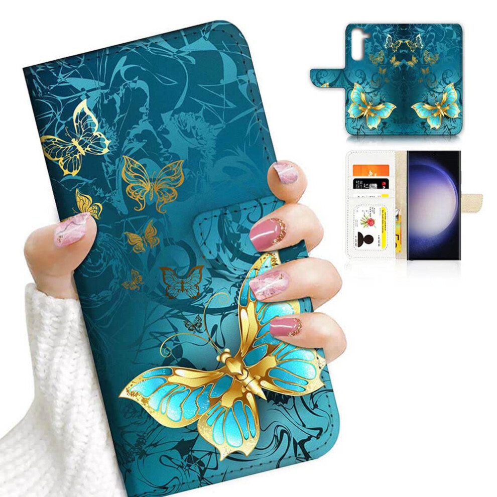 Flip Wallet Case Butterfly Design With Card Holder And Full Protection For Samsung Galaxy A54 5G Blue 9169991066431