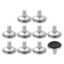 10Pcs M8 Thread Adjustable Furniture Leveling Feet with NonSlip Base for Table and Chair Legs, Black