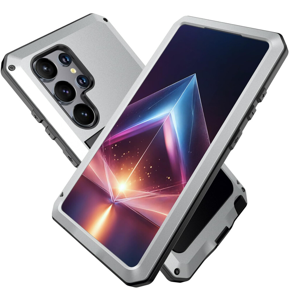 Aluminum Case For Samsung Galaxy S24 Plus, Military Grade Shockproof Rugged Protective Cover Silver 9169991066967
