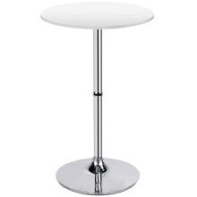 41 Inch Round Bar Table with White MDF and Modern Silver Base for Kitchen or Home Bar