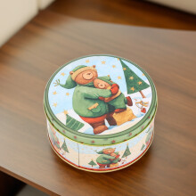 Niedliches Bärenmuster Eisen-Keksdose 1,5L Kuchenaufbewahrungsbox für Weihnachten Feiertage