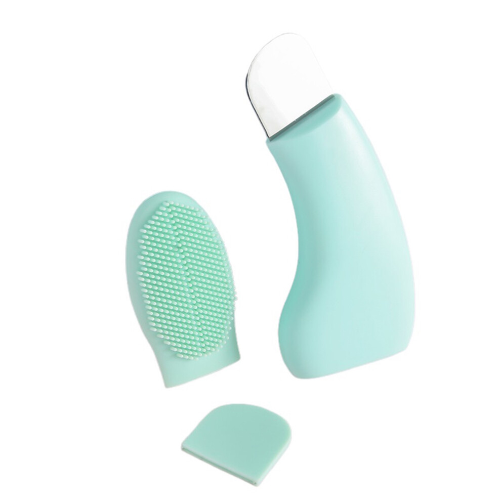 Light/Green (10.5Cmx4.5cm, Green) Silicone Face Brush, Manual Face Exfoliator Brush Skin Care Face Scrubber With Nose Blackhead Remover