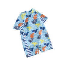 (2-3 Years, Blue) Maiô infantil masculino de verão, casual, com estampa de dinossauro, manga curta, estilo monokini, para praia e banho.