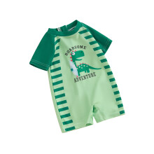 (0-6 Months, Green) Maiô infantil masculino de verão, casual, com estampa de dinossauro, manga curta, estilo monokini, para praia e banho.