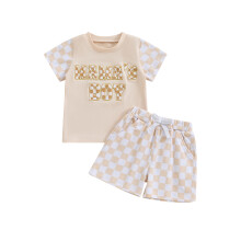 (12-18 Months, Apricot) Kleinkind-Jungen-Outfit: Kurzarm-Top mit 2-teiliges Set
