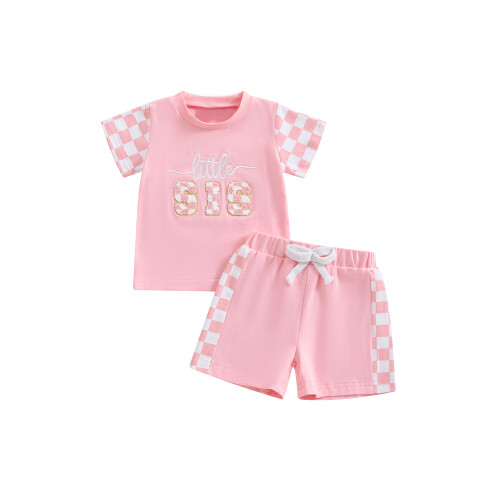 (0-6 Months, Pink) Σετ σορτς καλοκαιρινών με κορδόνι
