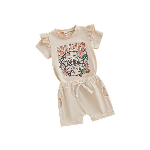 (6-12 Months, Khaki) Completo estivo per (2 pezzi).