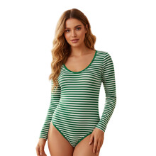 (S, Turquoise) Tuta da pigiama da donna, a maniche lunghe, senza schienale, a quadri rossi e a righe, abbigliamento da notte e per il tempo libero