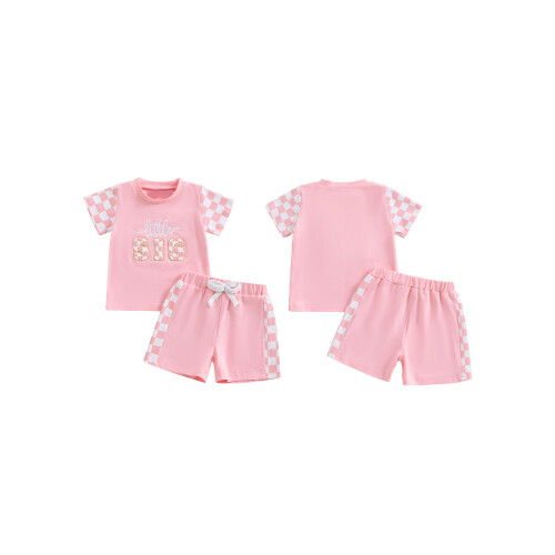 (0-6 Months, Pink) Σετ σορτς καλοκαιρινών με κορδόνι 1