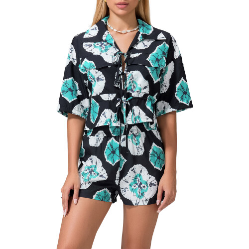 (XL, Navy Blue) Γυναικείο σετ πιτζάμας για παραλία 2