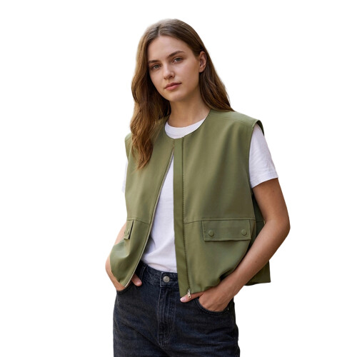 (XL, Army Green) Γυναικείο αμάνικο γιλέκο καλοκαιρινές μπλούζες