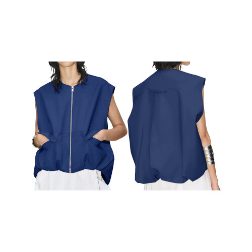 (XL, Navy Blue) Γυναικείο αμάνικο γιλέκο καλοκαιρινές μπλούζες 1