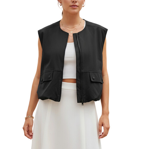 (XL, Black) Γυναικείο αμάνικο γιλέκο καλοκαιρινές μπλούζες