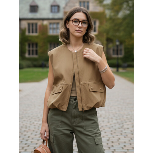 (XL, Camel) Γυναικείο αμάνικο γιλέκο καλοκαιρινές μπλούζες 1