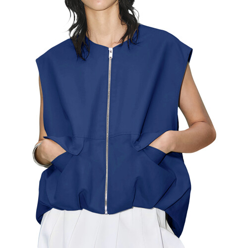 (S, Navy Blue) Γυναικείο αμάνικο γιλέκο καλοκαιρινές μπλούζες