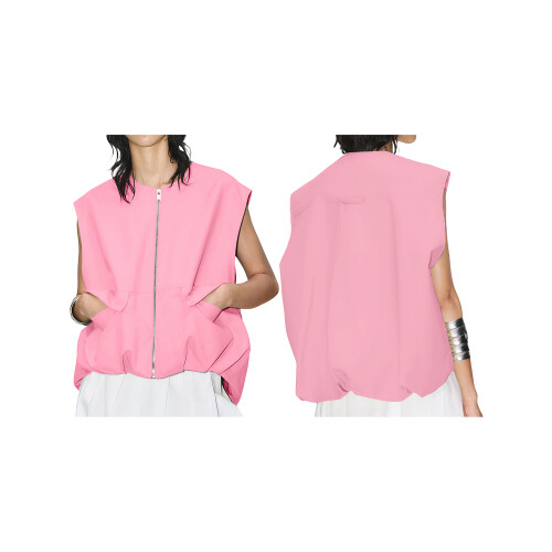(L, Pink) Γυναικείο αμάνικο γιλέκο καλοκαιρινές μπλούζες 1