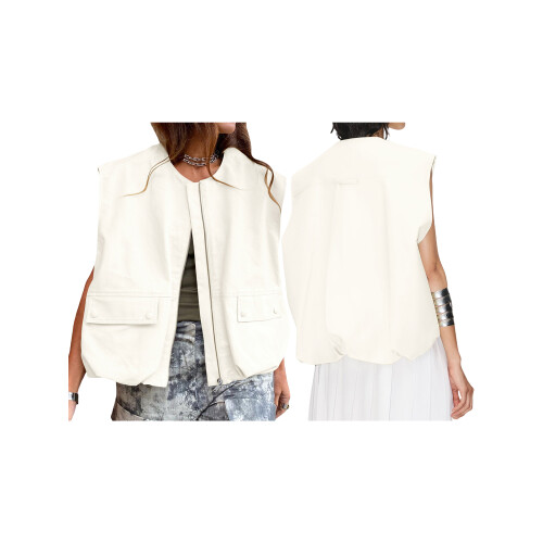 (L, White) Γυναικείο αμάνικο γιλέκο καλοκαιρινές μπλούζες 1