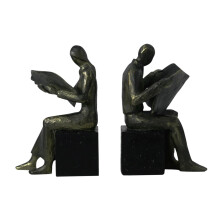 Resin Bookends Pair with Reading Characters NonSlip Heavy Duty Support for Home and Office Decor