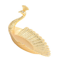 Elegant Golden Metal Peacock Fruit Plate Snack Serving Dish for Candy Nuts Dried Fruits Parties