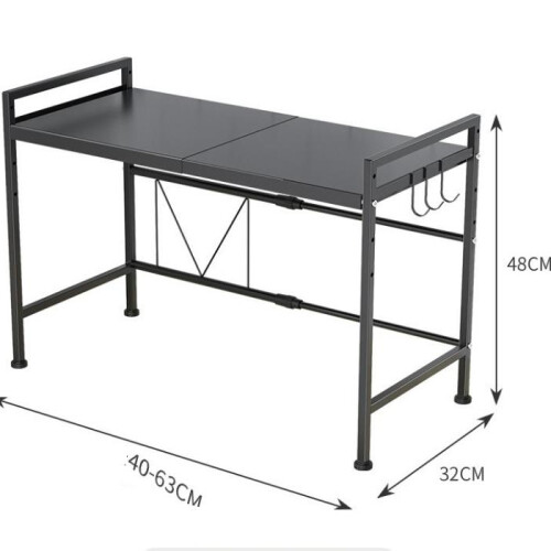 2 Tier Extendable Microwave Oven Rack Kitchen Storage Organiser Black 2
