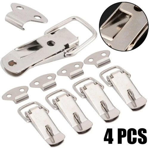 4Pcs Heavy Duty Toggle Latch with Lock, Iron Spring Loaded Clamp Catch for Boxes and Cabinets 1