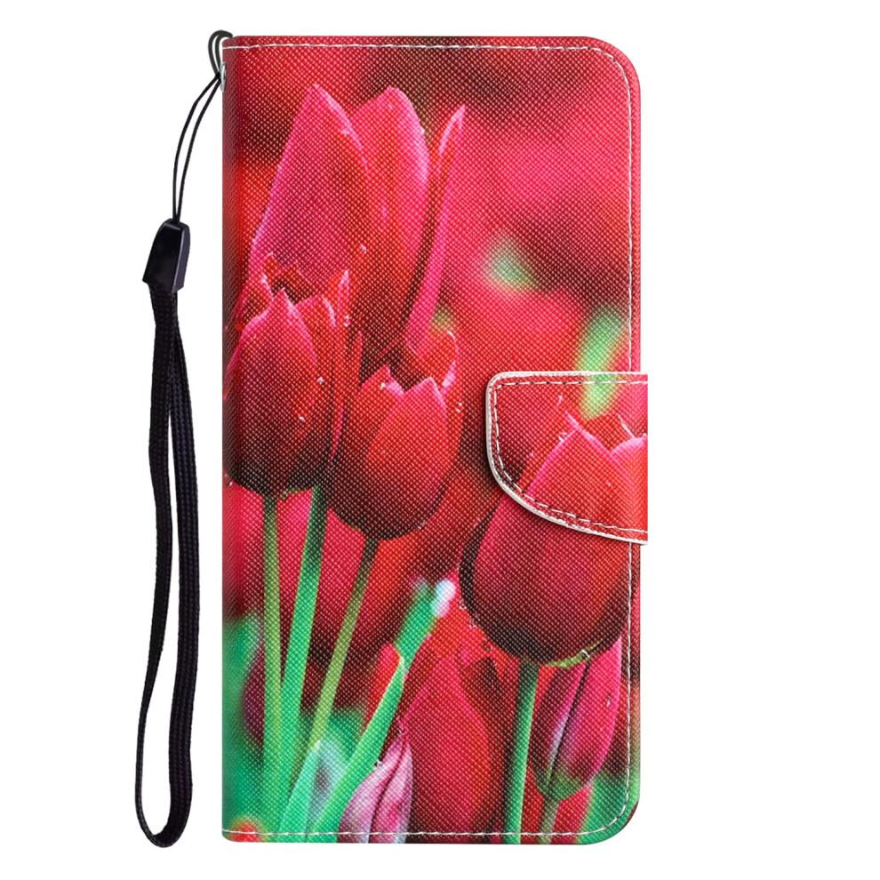 Tulip Pattern Leather Wallet Case With Shockproof Magnetic Lock And Card Slots For Vivo Y02s Y16 9455672302043