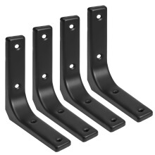 4 Pack Heavy Duty Wall Shelf Brackets 4x4 Inch Black Iron Floating Design with Screws for DIY Shelving