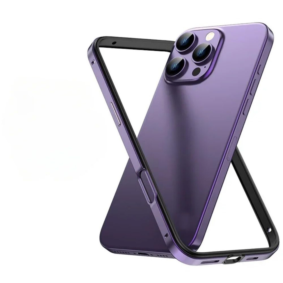 Slim Shockproof Silicone Alloy Bumper ScratchâResistant Case For Iphone 16 Pro Max And 16 Plus Purple 9169991068671