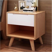 Mid Century Modern Solid Wood Nightstand with Dual Drawers for Bedroom or Living Room