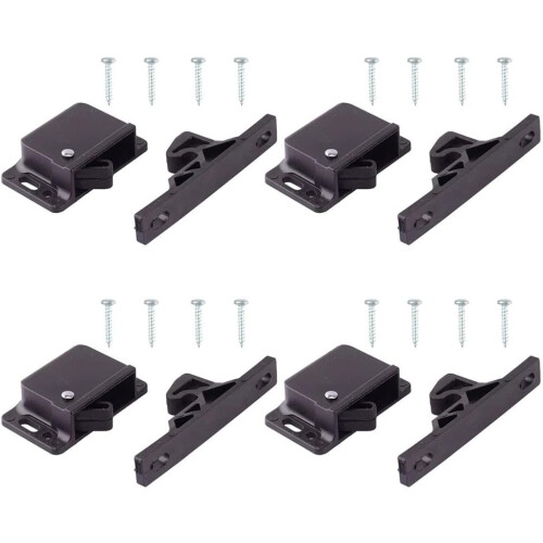 RV Cabinet Latch and Drawer Catch Safety Lock Set, ABS Side Install, Secure Closure, 4 Pack Black 2