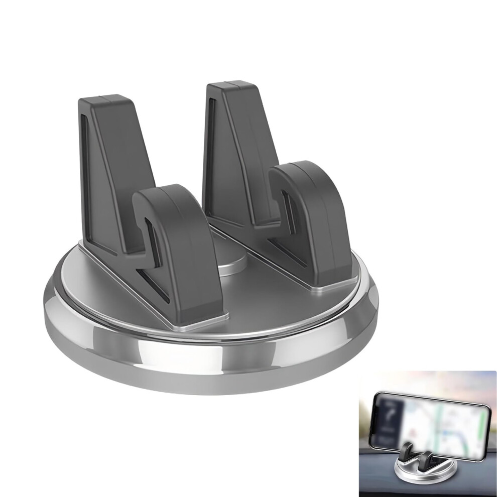 Car Phone Holder With 360 Rotation, Adjustable Dashboard Mount, Nonslip Base, Silver 9073542358404