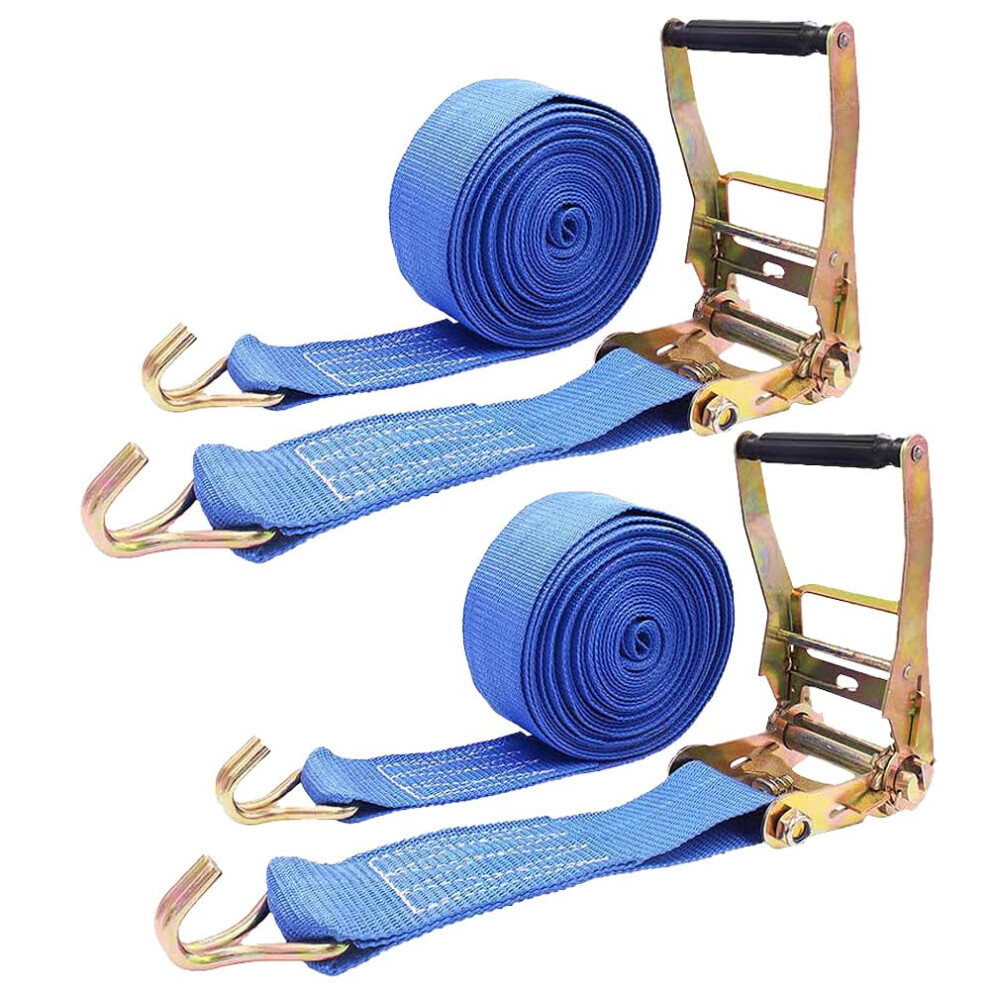 2 Pcs 2 Inch Heavy Duty Ratchet Tie Down Straps 20Ft With Double J Hooks For Truck And Trailer 9174973019725