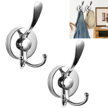 2PCS Heavy Duty Suction Cup Hooks, Waterproof NoDrill Wall Hooks, Stainless Steel 3Prong, 11lbs