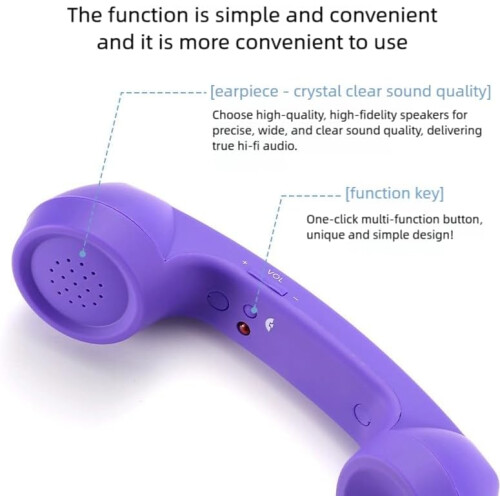 Retro Phone Handset with TypeC and 3.5mm Jack, Wide Compatibility for iPhone Android, Black 2