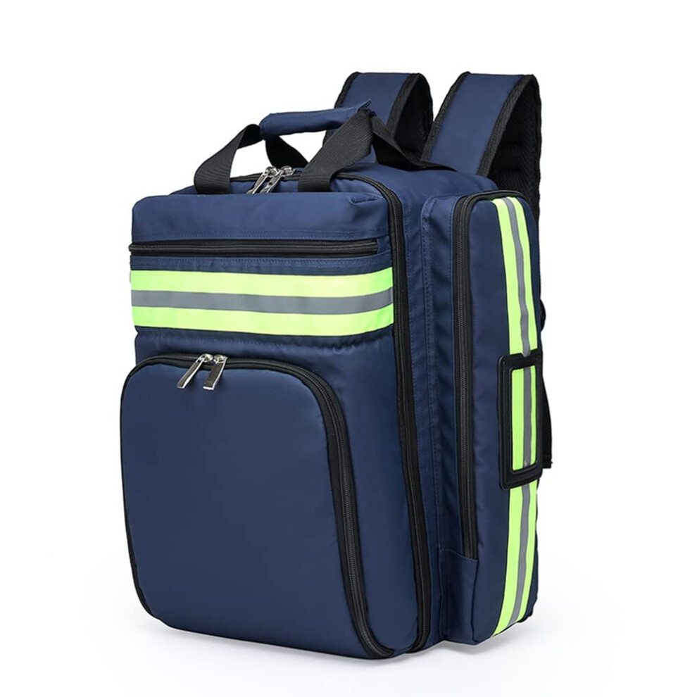 Blue Waterproof First Aid Backpack With Multilayer Storage And Reflective Emergency Medical Bag