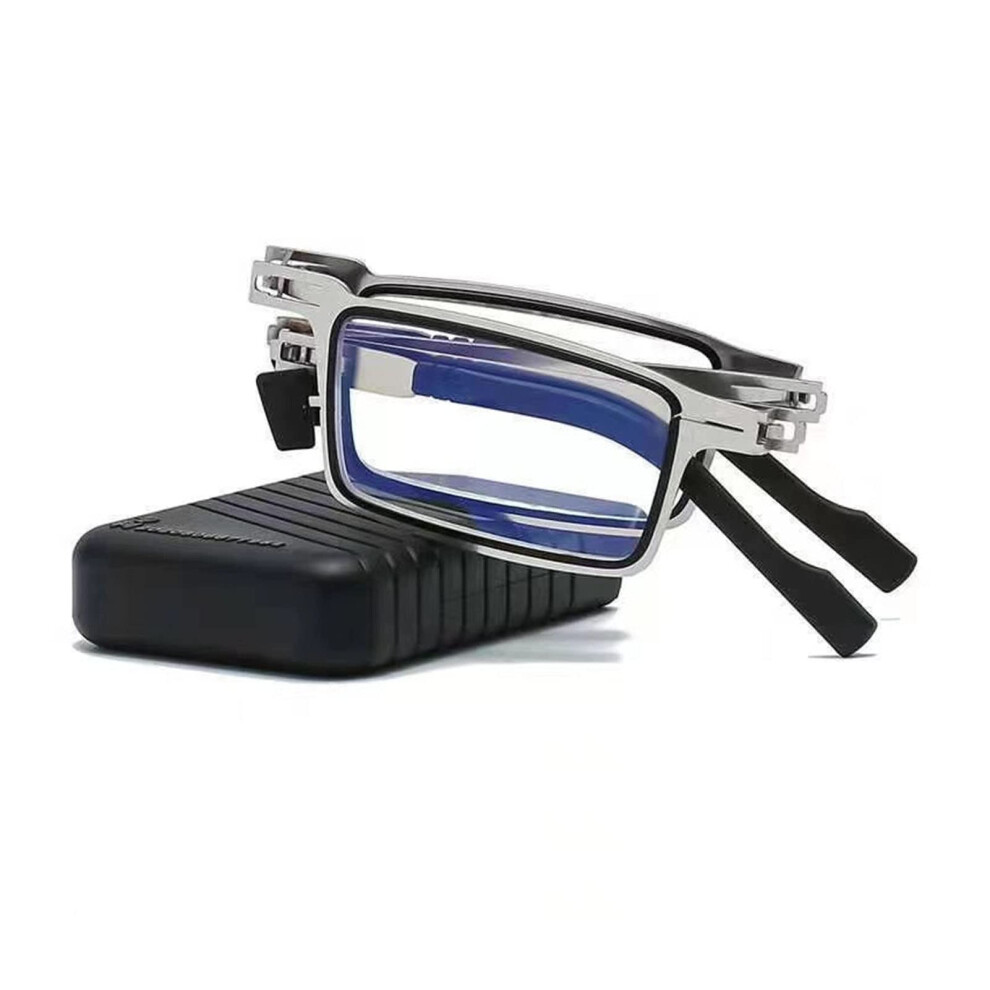 Light Folding Reading Glasses +4.00 Ultra Screwless Titanium Frame With Hd Antiblue Lenses And Case