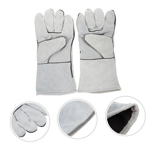 Leather Welding Gloves Heat Resistant Double Layer Durable for Industrial and Construction Work 1