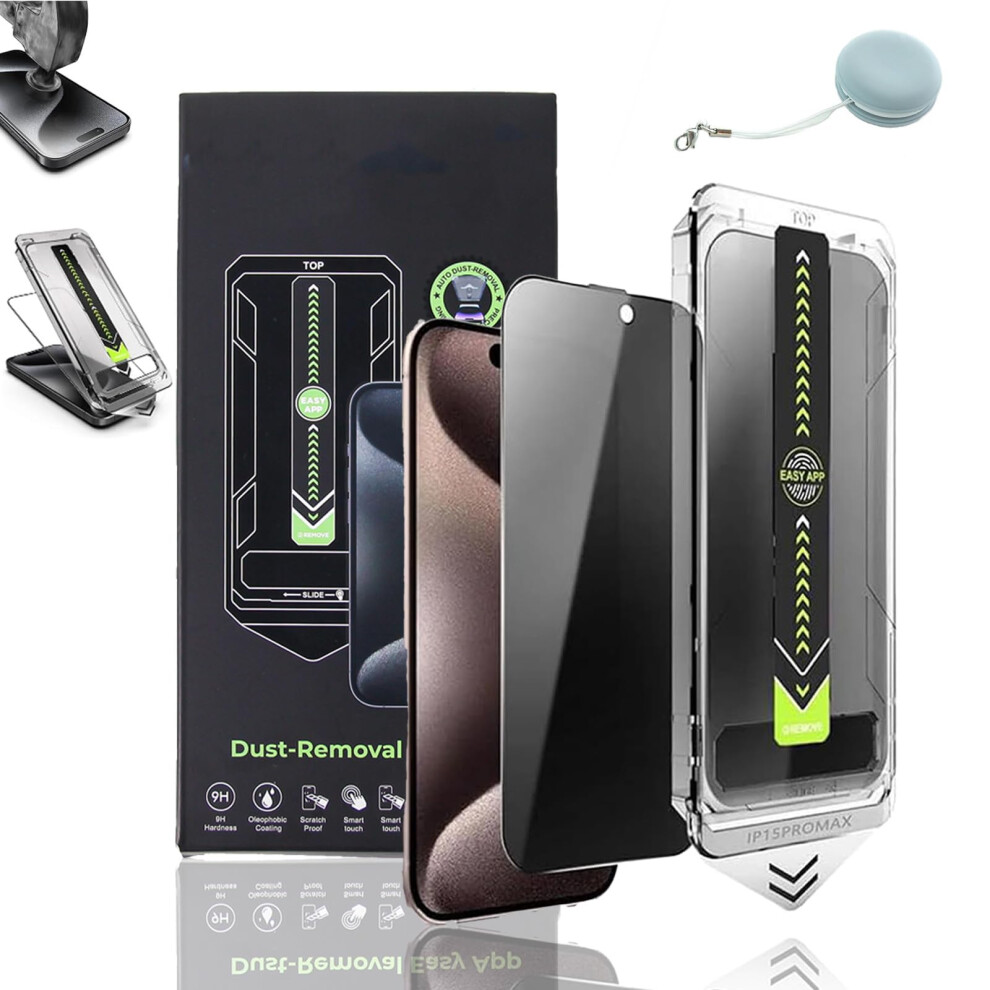 AntiâSpy Tempered Glass Privacy Screen Protector For Iphone 16 Pro With MilitaryâGrade Shield, SelfâCleaning Adhesive And Magic Installer 9092120102024