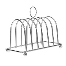 Toast Rack Bread Holder for 6 Slices, Metal English Style Stand with Handle and Ball Feet