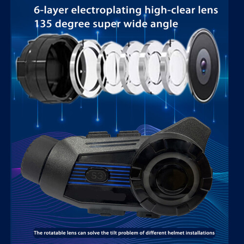 Motorradhelm Bluetooth Headset mit 2K Kamera S3