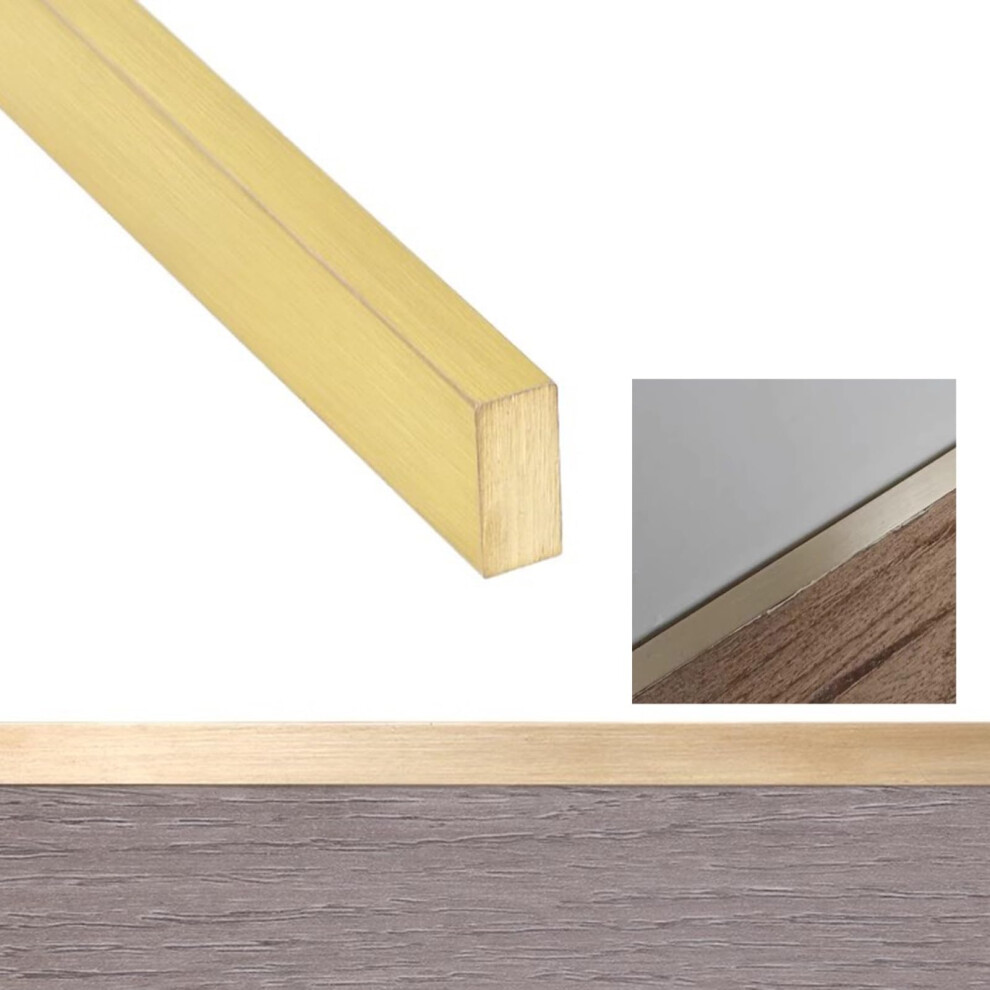 Brushed Brass Floor Transition Strip For Wood To Laminate, Smooth Threshold Bar 5X10mm 9053599445296