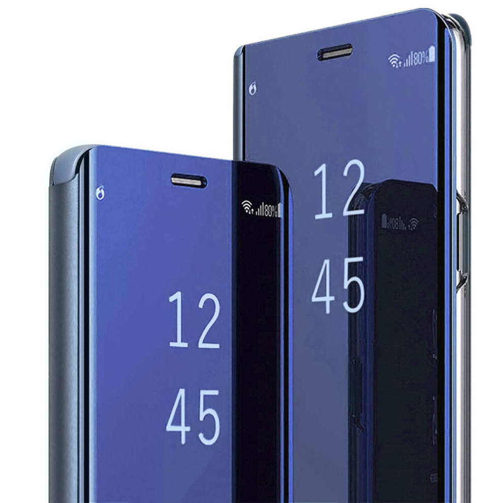 Leather Flip Case With Clear View Window, Shockproof Kickstand Cover For Samsung Galaxy S25 Blue 9073542359272