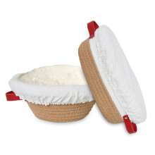 Bread Proofing Basket Set of 2, Round and Oval Banneton with Liners and Covers for Sourdough Baking