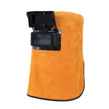 Leather Welding Helmet with Flip Up Shield, Full Face Neck and Shoulder Protection for MIG TIG Arc