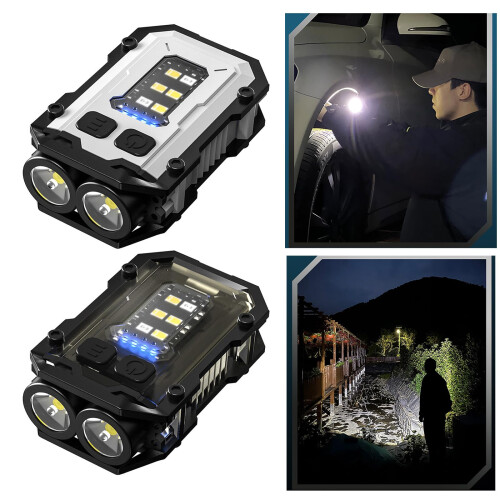 LED Keychain Flashlight with Dual Light Sources, Fast Charging Mini Hat Clip Torch for Outdoor 1