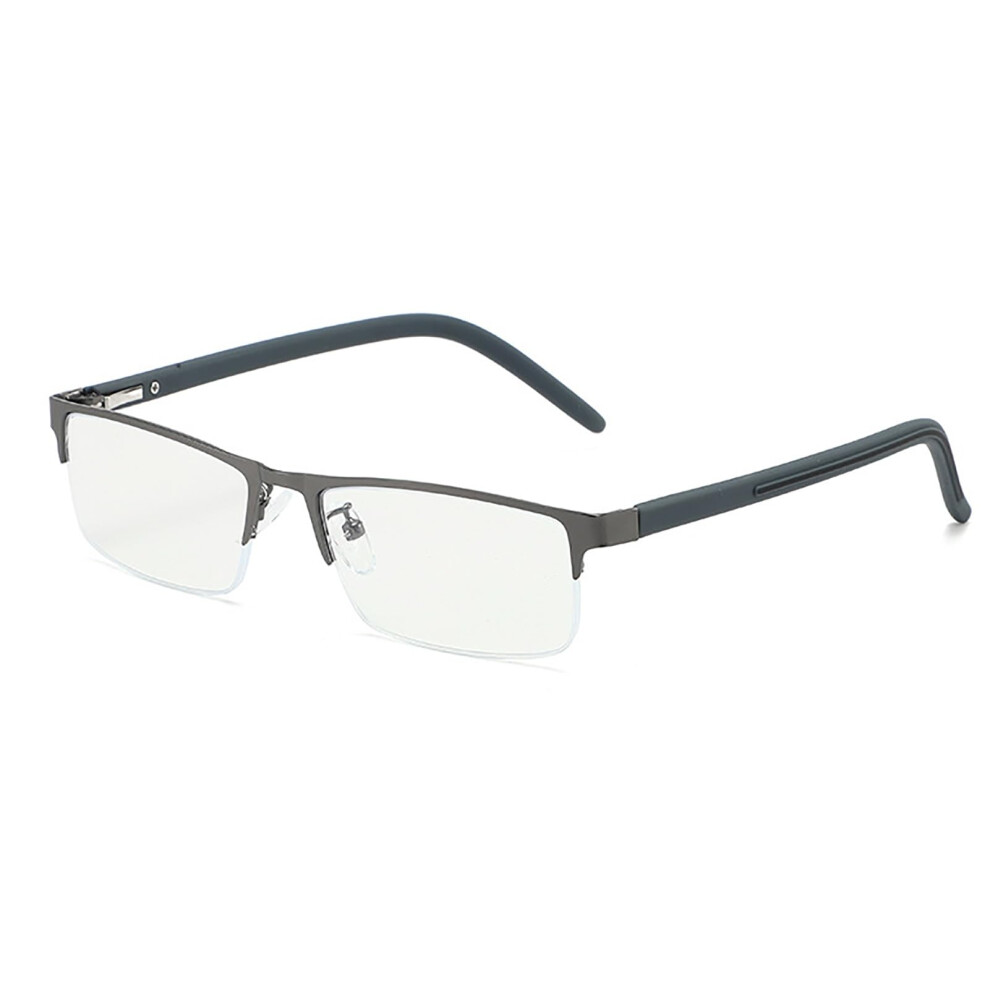 Gray/Blue/Light Men's Half Frame Reading Glasses 2.5 Blocking Computer Readers With Spring Hinges